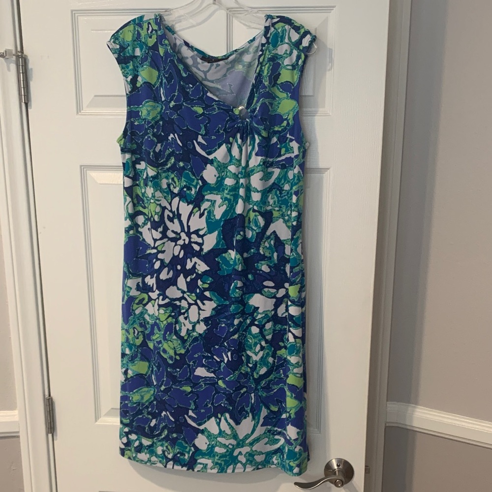 Floral Blue and Green Women's Dress